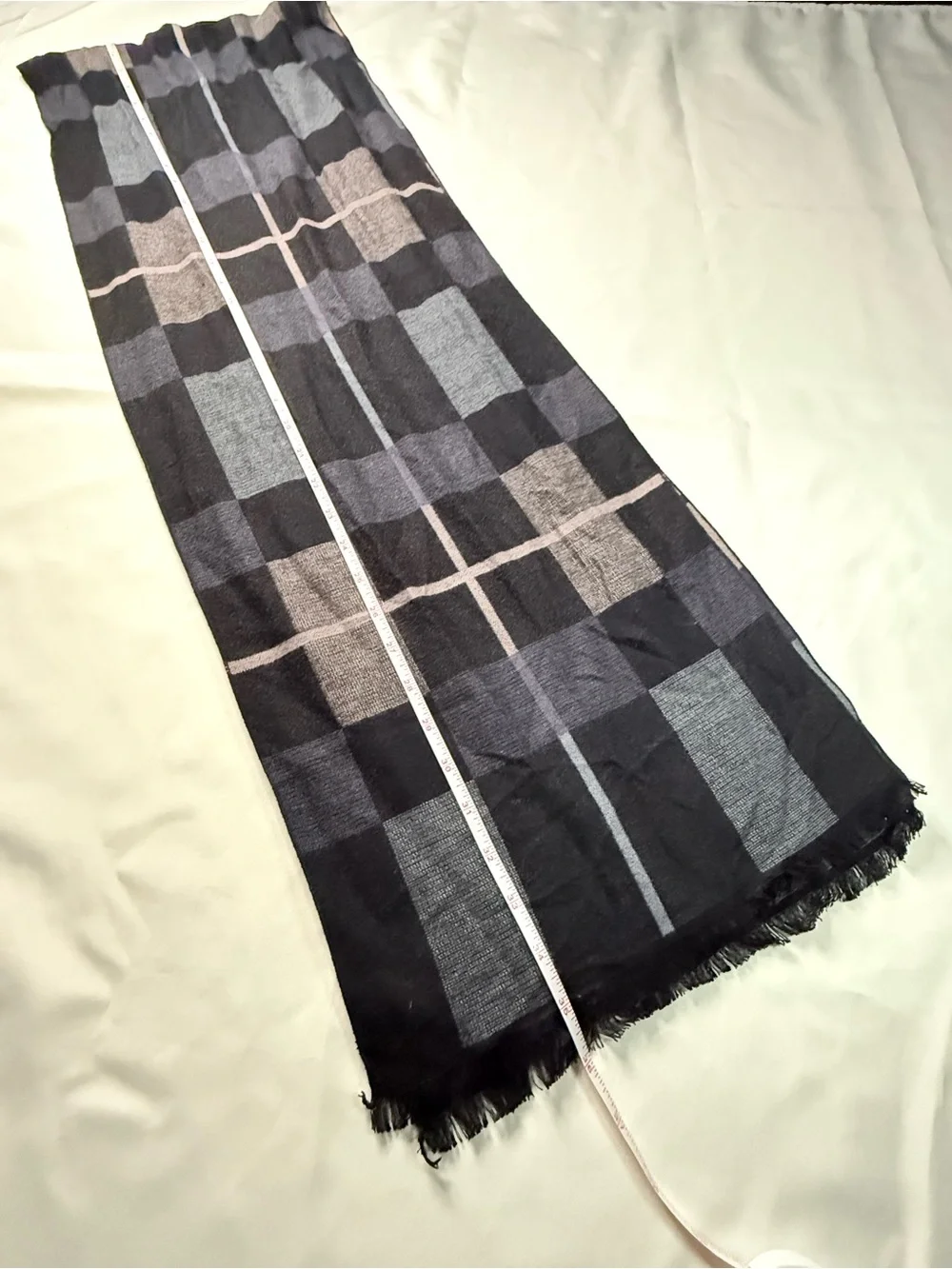 Marino Men's Black & Gray Plaid Scarf very soft nwot cashmere feel cotton